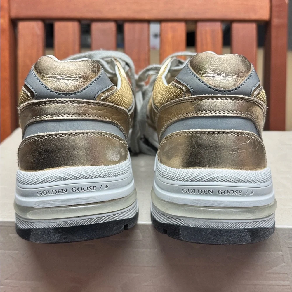 Golden Goose Dad Star Gold Leather and mesh Sneakers - Picture 4 of 6